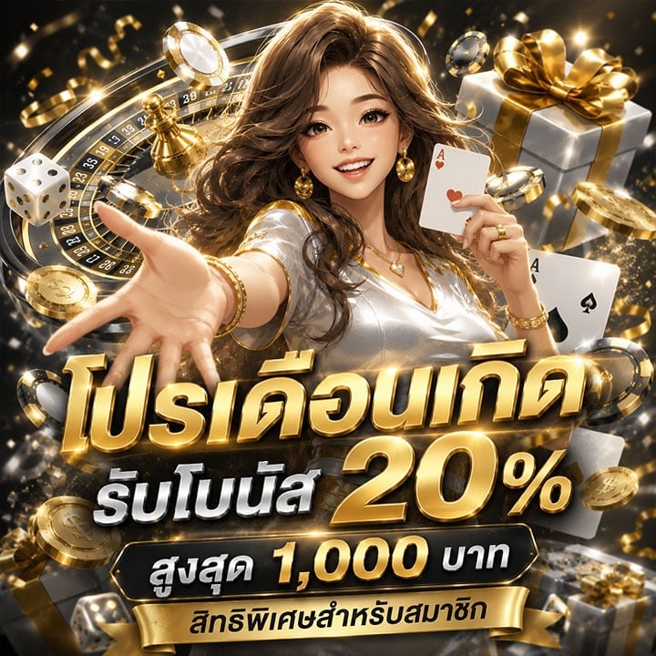 โปรเดือนเกิดรับโบนัส 20% สูงสุด 1,000 บาท